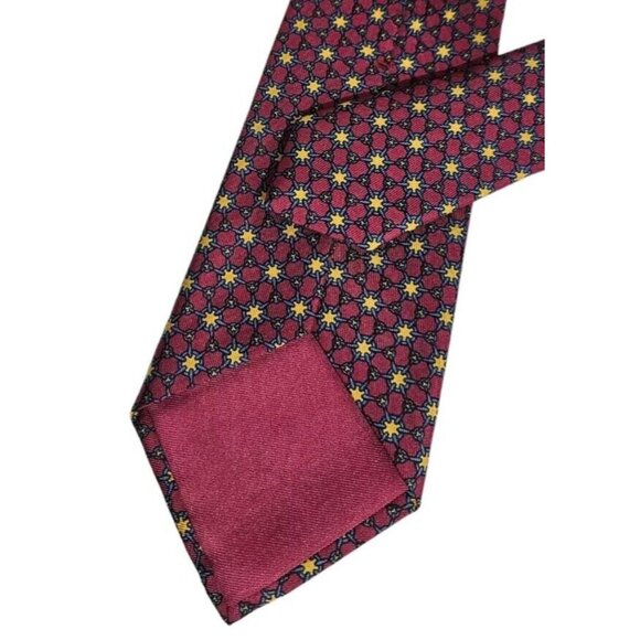 HERMÈS Men's 100% Silk Necktie LUXURY Tie 7051 TA Burgundy Chain W:3.2" EUC - Picture 4 of 4